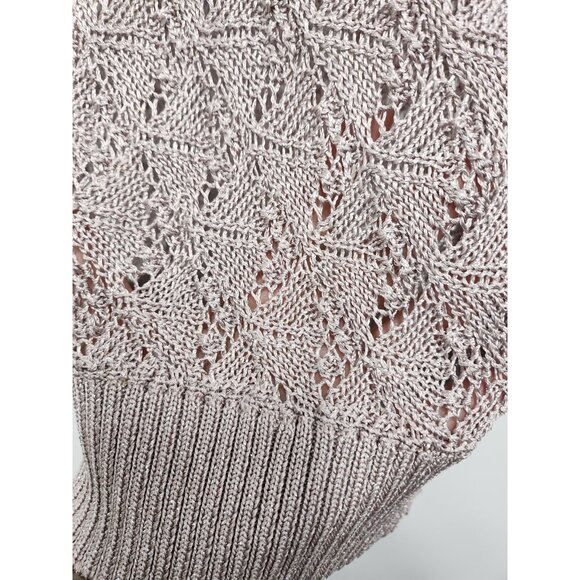 INC International Concepts Womens Fairy Sweater Medium Beige Metallic Crochet - Picture 4 of 9